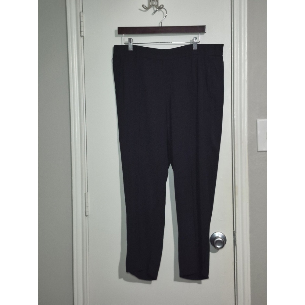Vince Women Size M Pull On Trouser Pants Black‎ Straight Leg Front Seam Pockets